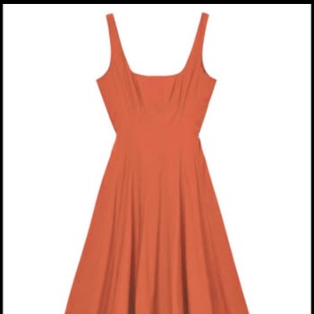 STAUD Strapless Dress in Vibrant Orange